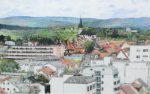 Andreas Räsch: Oberursel Stadtansicht (zwischen Adenauerallee und Taunus), Bleistiftzeichnung Zeichnung